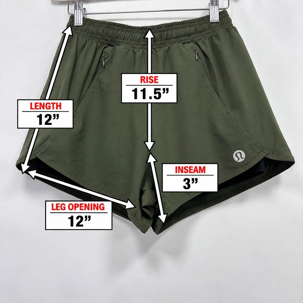 Lululemon Running Shorts Women Large Olive Green Athleisure Casual Classic - Picture 4 of 7